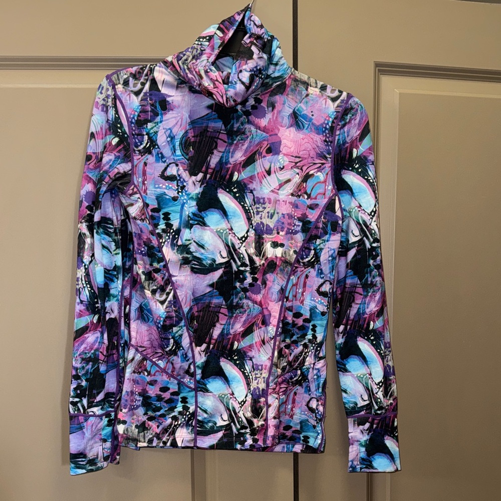 Terrance Vibrant Women's Abstract turtleneck base layer for ski or snowboarding